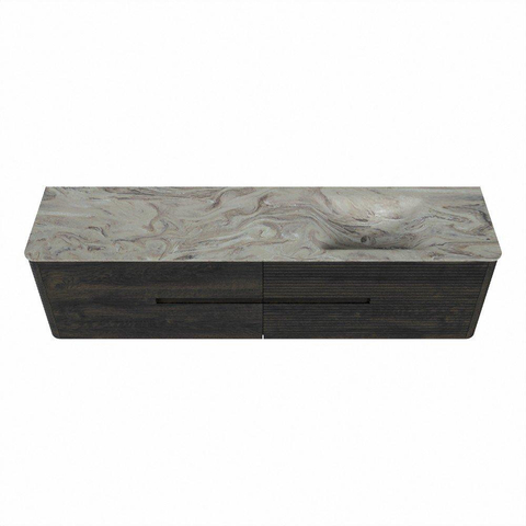 Mondiaz CIRO-DLUX Meuble de salle de bains - 190x45x50cm - Vasque solid surface Glace - 1 lavabo à droite - 1 trou de robinet - 4 tiroirs - Shadow SW1532246