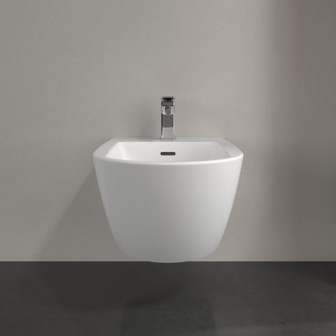 Villeroy & Boch Subway 3.0 wandbidet - 56x37.5x27cm - met overloop CeramicPlus - Stone White (mat wit) SW696272