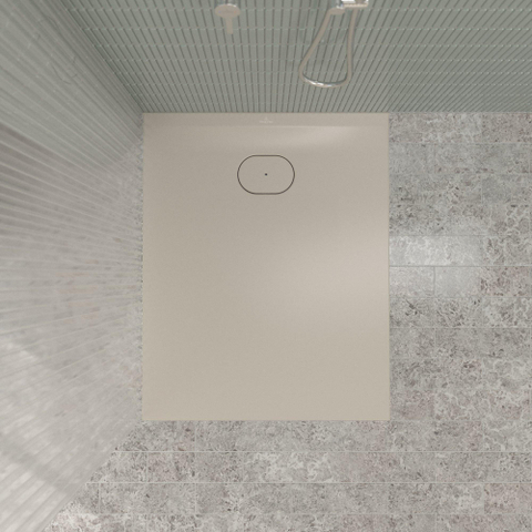 Villeroy & Boch Ecora douchebak - 100x80x3.5cm - afvoer korte zijde - almond (beige) SW1558917
