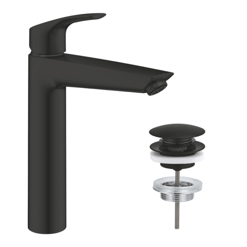 Grohe Eurosmart Wastafelmengkraan - XL-size - waste - push open - matte black (mat zwart) SW1204278