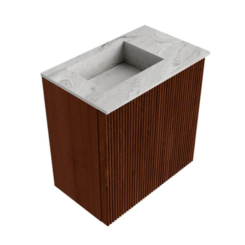 Mondiaz JOYA-DLUX Meuble de salle de bains 40cm - couleur Ruby - Vasque FAYE position Gauche Sans trou de robinet couleur Glace. SW1423514