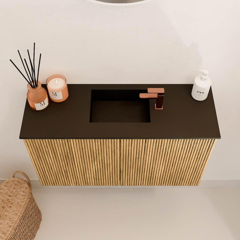 Mondiaz JOYA 70cm meuble pour WC - couleur Chêne - Lavabo FAYE position Milieu 1 trou de robinet couleur Urban. SW1421188