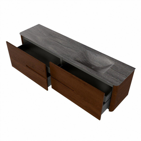 Mondiaz CIRO-DLUX Ensemble de meubles de salle de bains - 190x45x50cm - Plan vasque Solid surface Oza - 1 lavabo à droite - 1 trou de robinet - 4 tiroirs - Ruby SW1532138