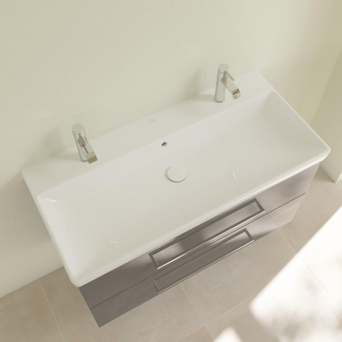 Villeroy & Boch Avento meubelwastafel - 100x47cm - 2 kraangaten - met overloop - White Alpine (glans wit) SW59853