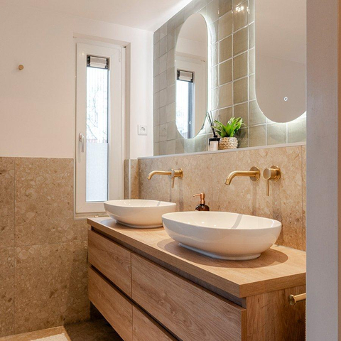 Fortifura Calvi Wastafelkraan - inbouw - met inbouwdeel - PVD - geborsteld messing (goud) SW720228