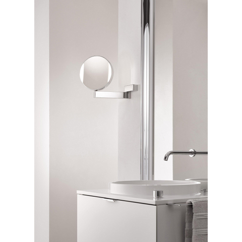 Emco Prime miroir grossissant – rond Ø 20,2 cm – Éclairage LED – grossissement 3x et 7x, raccordement fixe – Chrome SW61886