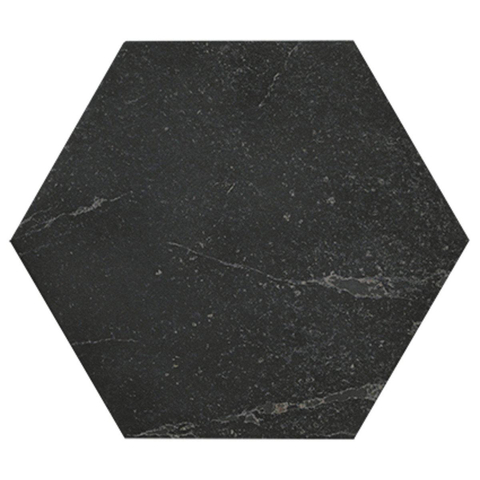 Fap ceramiche carreau de sol et de mur hexagone roma graphite mat 21.6x25cm aspect marbre mat anthracite SW420150