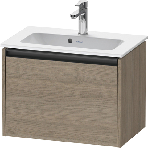 Duravit Ketho.2 Wastafelonderbouwkast - met 1 lade - 61x39x44cm - met greep antraciet - eiken terra mat SW773014