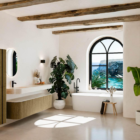 MONDIAZ THOR-DLUX 180cm meuble de salle de bains arrondi gauche + droite couleur Dusk avec 2 tiroirs et 2 portes. Vasque suspendue CLOUD Gauche 1 trou de robinet couleur Meli. SW1466182