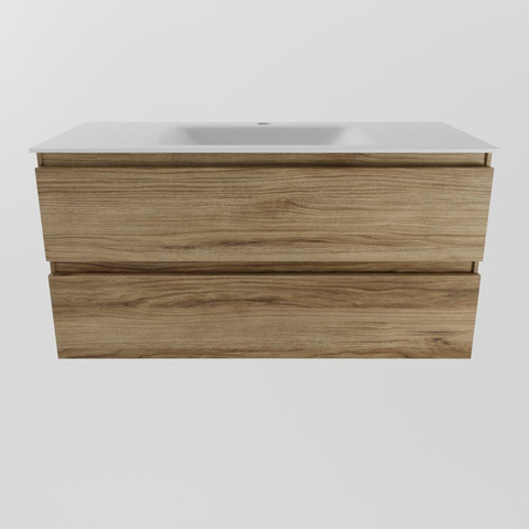 Mondiaz Aivy badmeubelset - 100x45x50cm - 1 kraangat - 1 wasbak talc Solid surface - Midden - 2 lades - Met spiegelkast - Melamine Chai SW892267