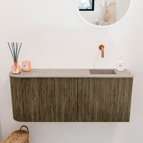 Mondiaz JOYA-DLUX 101.6cm toiletmeubel - ronding links kleur Dusk - Wastafel FAYE positie Rechts Zonder kraangat kleur Saba. SW1426099