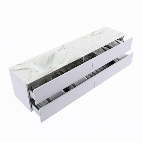 MONDIAZ VICA-DLUX Ensemble meuble de salle de bains - 200cm - meuble sous-vasque cale - 4 tiroirs - lavabo encastré cloud gauche - sans trous de robinet - version haute 60cm - frape SW1089052