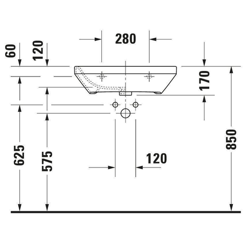 Duravit Durastyle Med wastafel - zonder overloop - met kraangat - 60x44cm - wit SW54109
