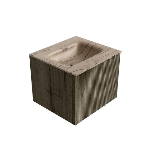 MONDIAZ KURVE-DLUX 50cm badmeubel kleur Shadow met 1 lade en 0 deuren. Wastafel GRUNNE Midden zonder kraangat Arena. SW1431264