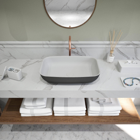 Ideavit Solidpool vasque à poser - 55x55x13cm - Solid surface - Rectangulaire - Noir mat SW857487