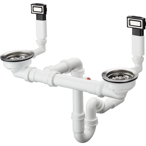 Hansgrohe D15-10 mechanische afvoerset voor dubbele waskom RVS-look SW1567264