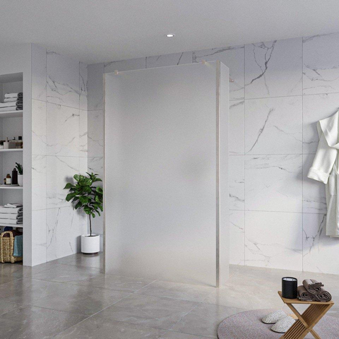 FugaFlow Eccelente Vetro Douche à l'italienne - 120x200cm - verre satiné - anticalcaire - verre de sécurité 8mm - 2 parois latérales 30cm - avec bras muraux et profilés d'angle - Inox brossé SW1125615