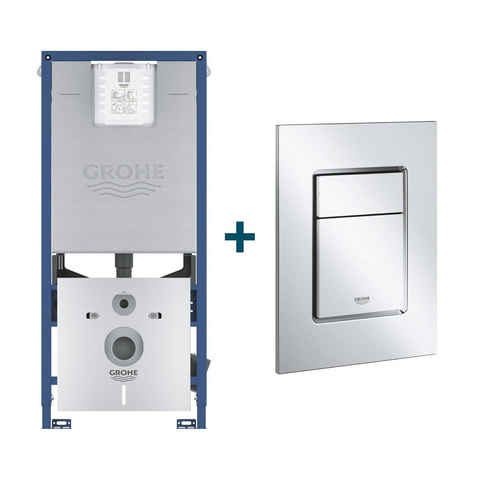 Grohe Rapid SLX Inbouwreservoir - met 3-in-1 set frame - inclusief Skate Cosmopolitan bedieningsplaat - chroom SW405747