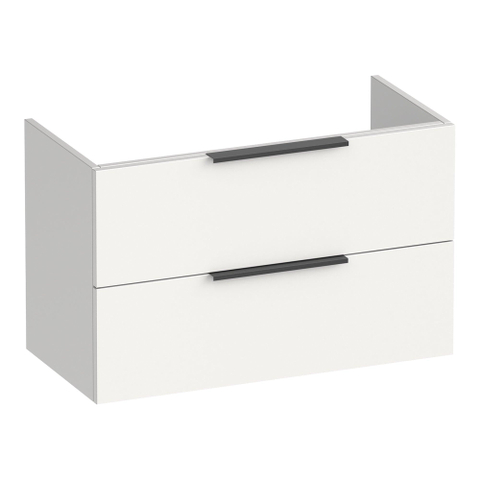 BRAUER Elevate meuble de salle de bains sous-lavabo peu profond 80 sans poignées rapportées 2 tiroirs à fermeture en douceur et 1 encoche pour siphon - blanc mat SW1200270