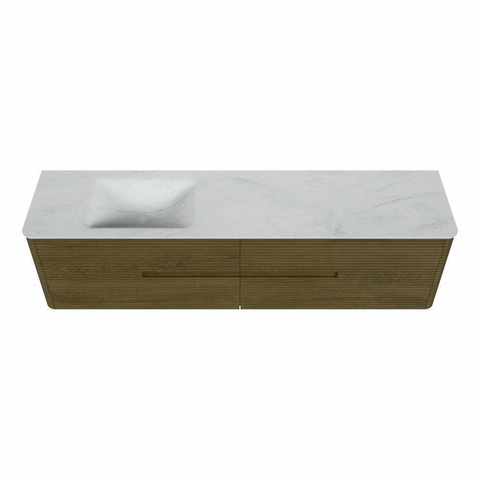 Mondiaz CIRO-DLUX Meuble de salle de bains complet - 190x45x50cm - Plan-vasque solid surface Opalo - 1 lavabo à gauche - 1 trou de robinet - 4 tiroirs - Dusk SW1532931
