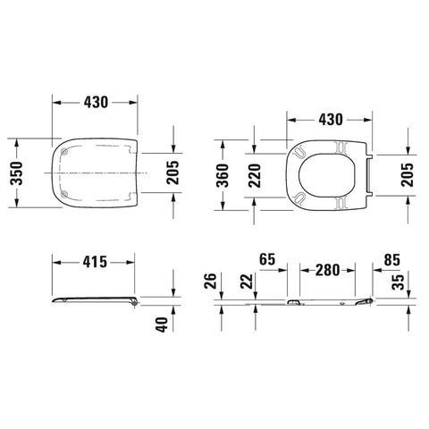 Duravit D Code lunette de WC 43x36x4cm compact synthétique Blanc brillant 0315127