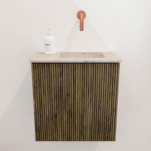 Mondiaz JOYA-DLUX 40cm toiletmeubel - kleur Dusk - Wastafel FAYE positie Rechts Zonder kraangat kleur Frappe. SW1423050
