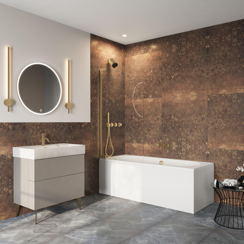 Crosswater Asura Scharnierend badscherm - 90x150cm - geborsteld messing (goud) SW1176524