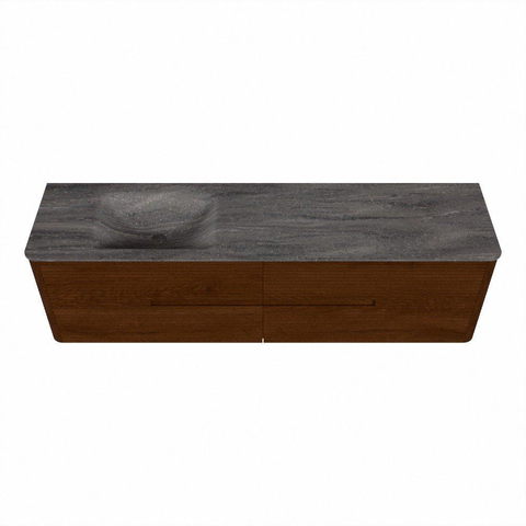 Mondiaz CIRO-DLUX Meuble de salle de bains - 180x45x50cm - Plan vasque Solid surface Oza - 1 vasque à gauche - sans trous de robinetterie - 4 tiroirs - Ruby SW1532149