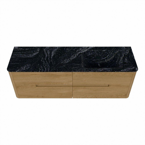 Mondiaz CIRO-DLUX Badkamermeubelset - 150x45x50cm - Solid surface wastafel Lava - 1 wasbak Rechts - 1 kraangat - 4 lades - Oak SW1531113