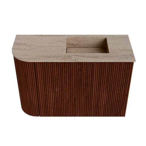 Mondiaz JOYA-DLUX 61.6cm toiletmeubel - ronding links kleur Ruby - Wastafel FAYE positie Rechts 1 kraangat kleur Saba. SW1425609