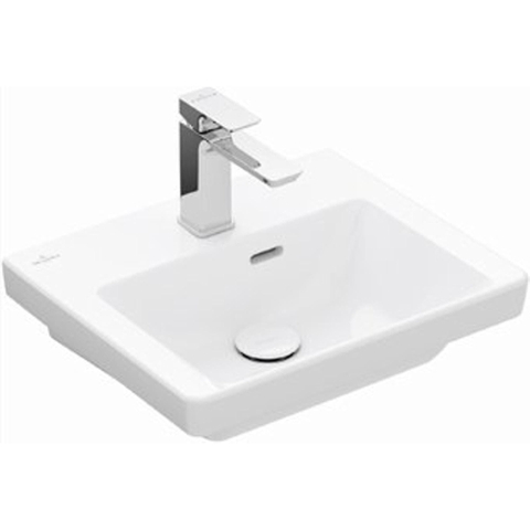 Villeroy & Boch Subway 3.0 fontein - 45x37cm - met kraangat - met overloop - White Alpine (glans wit) SW654433