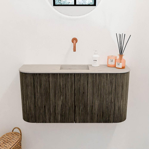 Mondiaz JOYA-DLUX Meuble de toilette 83.2cm - arrondi gauche et droite couleur Shadow - Vasque FAYE position Milieu Sans trou de robinet couleur Opalo SW1422960