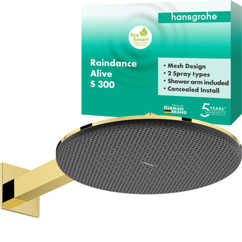 Hansgrohe Raindance alive S - hoofddouche 300 - 2jet - ecosmart wand - gepolijst goud (goud) SW1388643