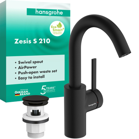 Hansgrohe Zesis S wastafelkraan 210 drb uitl PushOpen mat zwart SW1567459