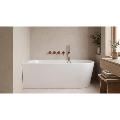 ZEZA Grand Baignoire semi-îlot d'angle - gauche - 180x80x58cm - avec une bonde- acrylique - blanc brillant SW1030592