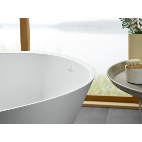 Villeroy & Boch theano vrijstaand duobad - 175x80cm - kunststof quaryl ovaal - Stone White (mat wit) SW453778