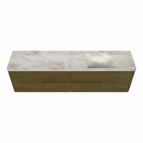 Mondiaz CIRO-DLUX Meuble de salle de bains - 190x45x50cm - Plan vasque solid surface Frappe - 1 vasque à droite - sans trous de robinetterie - 4 tiroirs - Dusk SW1532880
