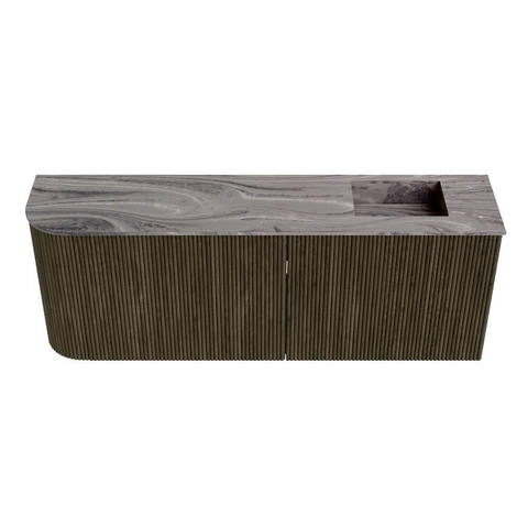 Mondiaz JOYA-DLUX Meuble de salle de bains - 111,6cm - arrondi gauche couleur Shadow - Vasque FAYE position Droite Sans trou de robinet couleur Sombra SW1425232