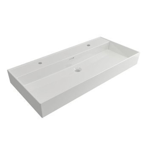 Plieger Kansas wastafel - 100x46.6x12cm - 2 kraangaten - mat wit SW160117