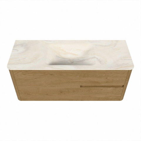 Mondiaz CIRO-DLUX Badkamermeubelset - 120x45x50cm - Solid surface wastafel Ostra - 1 wasbak Midden - 1 kraangat - 2 lades - Oak SW1530916