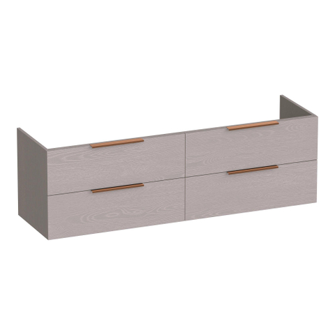 BRAUER Elevate meuble sous-lavabo 160 sans poignées de dessus 4 tiroirs à fermeture en douceur et 2 découpes pour siphon - Timber Greige SW1200144
