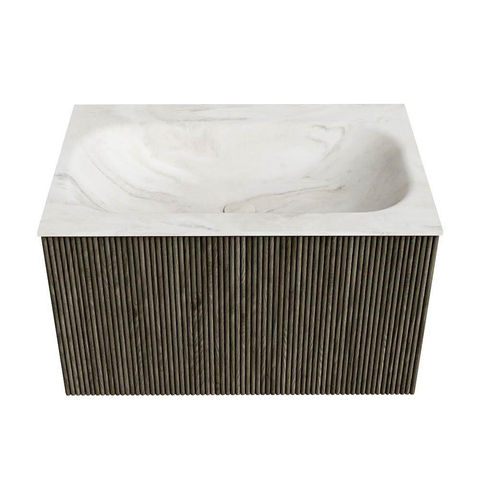 Mondiaz KURVE-DLUX Ensemble de meubles de salle de bains - 70x46x40cm - 1 tiroir - lavabo solid surface - central - 1 trou de robinet - Shadow SW1414431
