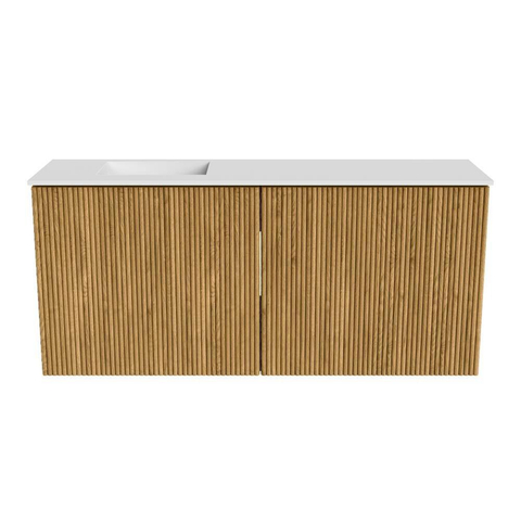 Mondiaz JOYA 90cm meuble de salle de bains - couleur Oak - Vasque FAYE position Gauche Sans trou de robinet couleur Talc SW1421123