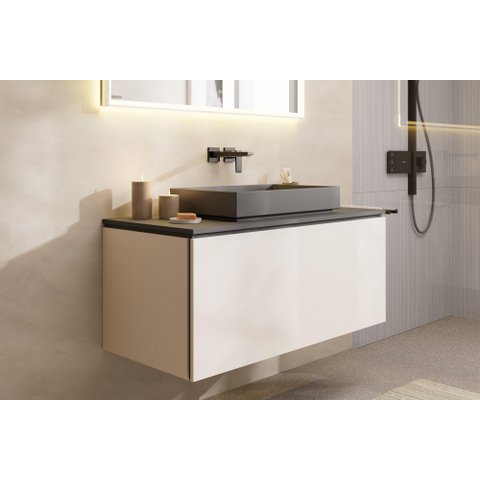 Hansgrohe Metropol 1 greeps wastafelkraan - afbouwdeel - met voorsprong 225 mm en afvoerplug - glans zwart chroom SW490354
