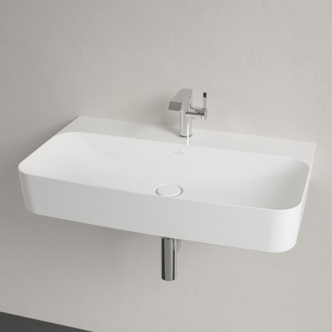 Villeroy & Boch finion wastafel - 1 kraangat - 80x47cm CeramicPlus - zonder overloop - White Alpine (glans wit) SW106480