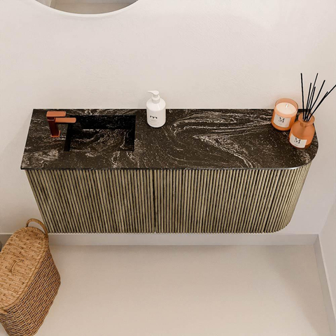 Mondiaz JOYA-DLUX 91.6cm toiletmeubel - ronding rechts kleur Dusk - Wastafel FAYE positie Links 1 kraangat kleur Lava. SW1423243