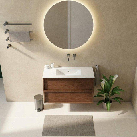 Saniclass Holz Frame Meuble sous-lavabo - 100x45x60cm - 2 tiroirs - walnut pure SW1578599