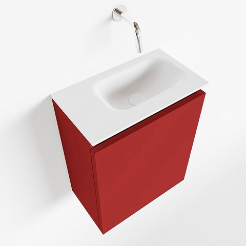 MONDIAZ TURE Toiletmeubel 40x23x50cm met 0 kraangaten 1 deuren fire mat Wastafel Eden rechts Solid Surface Wit SW475002