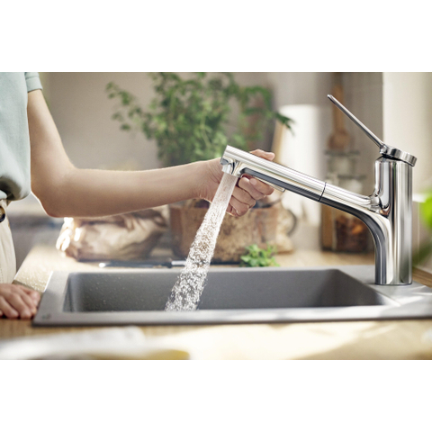 Hansgrohe Zesis m33 1 greeps keukenkraan - 150 metalen uittrekbare. vuistdouche - 2jet - chroom SW918685