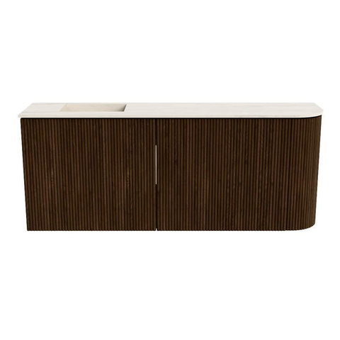 Mondiaz JOYA-DLUX 101.6cm toiletmeubel - ronding rechts kleur Walnut - Wastafel FAYE positie Links 1 kraangat kleur Meli. SW1424445